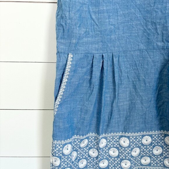 Madewell blue with white embroidery 100% cotton dress - Picture 4 of 5